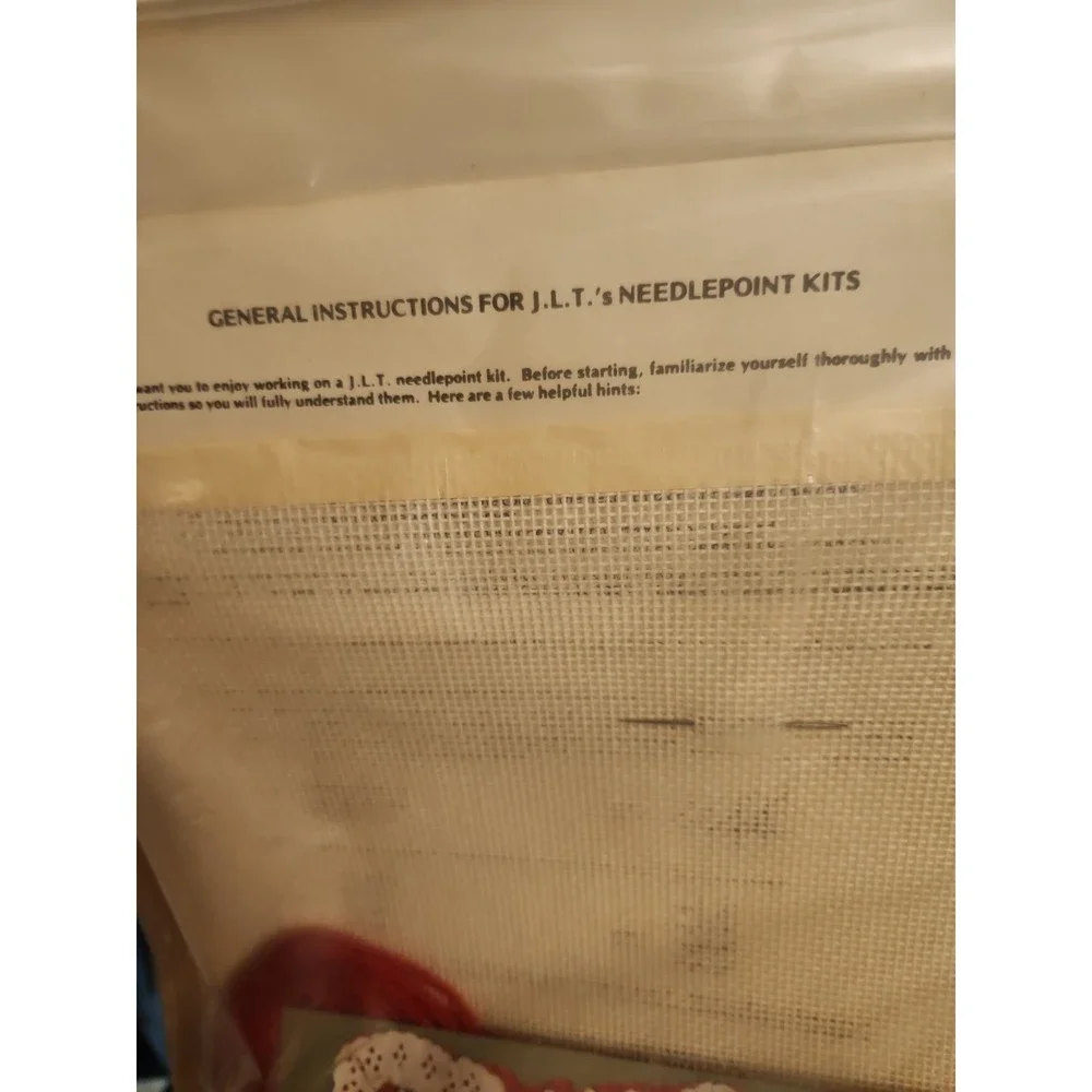 Vtg Needlepoint Kit J.L.T.  #A32 Christmas Ribbon Pillow Un-open‎ Kit 12 X 12